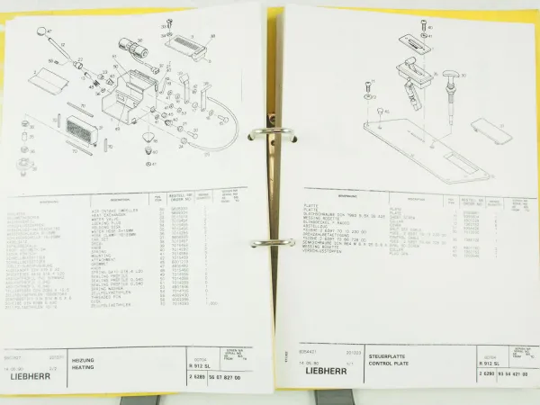 Liebherr R912 HD SL Ersatzteilkatalog Ersatzteilliste Parts List 1990