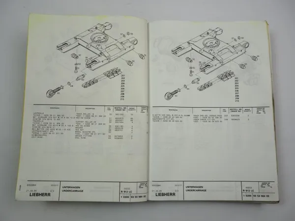 Liebherr R912 LC Litronic Bagger Ersatzteilliste Ersatzteilkatalog 1994