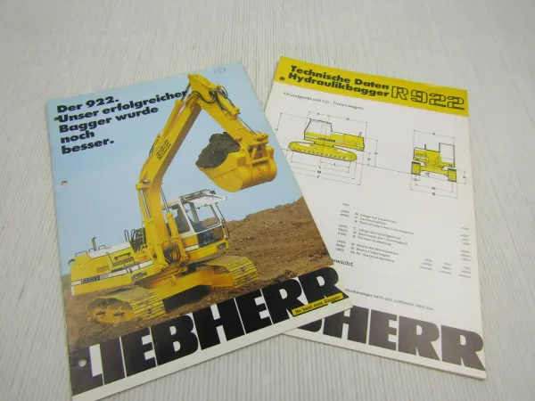 Liebherr R922 Hydraulikbagger Prospekt und technische Daten 1985