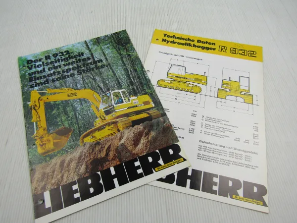Liebherr R932 Hydraulikbagger Prospekt und technische Daten 1984