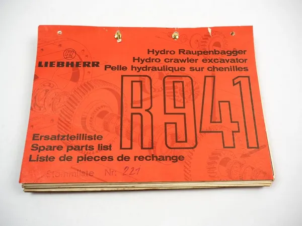 Liebherr R941 Raupenbagger Ersatzteilliste Ersatzteilkatalog Parts List ca. 1970