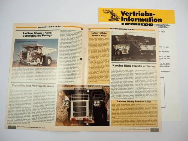 Liebherr R996 Mining Excavator Journal Vertriebsinfo Brochure 1996