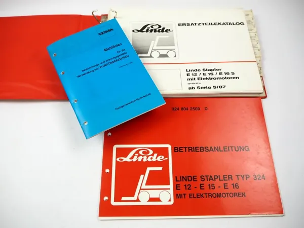 Linde E12 E15 E16S E-Stapler Typ 324 ab 5.87 Betriebsanleitung Ersatzteilliste