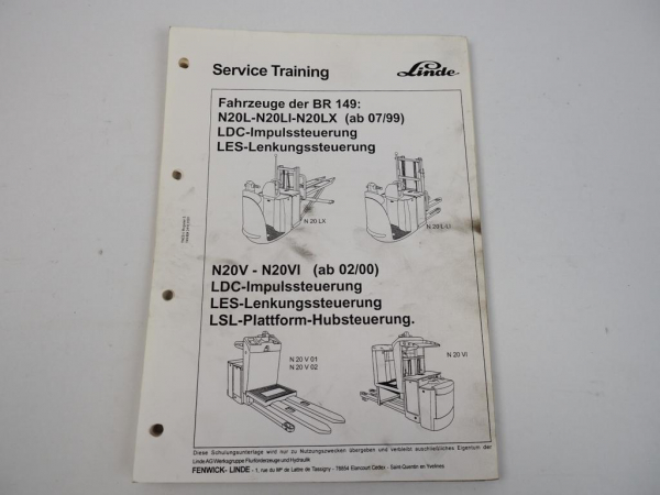 Linde N 20 L LI LX V VI Typ 149 ab 1999 Service Training Schaltpläne