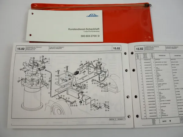 Linde R14 Typ 376 Gabelstapler Betriebeanleitung Ersatzteilliste Scheckheft 1991
