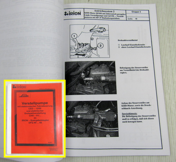 Linde Verstellpumpe für Irion Quergabelstapler DFQ 40-65 Service Handbuch 2001