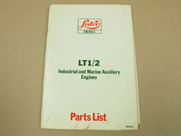 Lister LT1 LT2 industrial marine engines Parts List 1980 + Supplement ERsatzteil