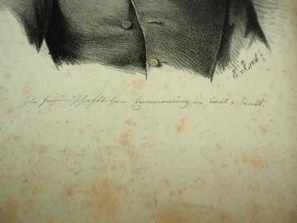 Lithografie Emil von Ernst ca. 1840 mit handschriftlicher Widmung