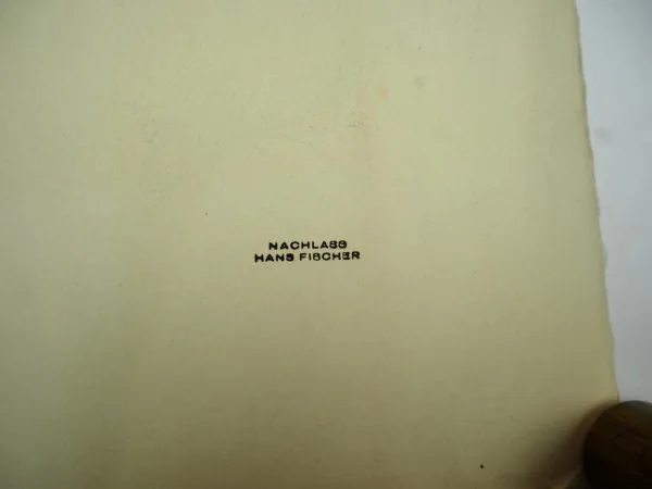 Lithografie Hans Fischer Schweiz Gestiefelter Kater Nachtkonzert Nachlassstempel