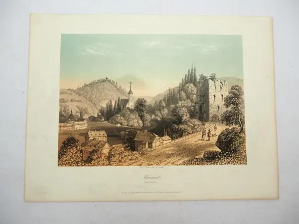 Lithografie Tharandt bei Dresden ca. 1850 A. H. Payne