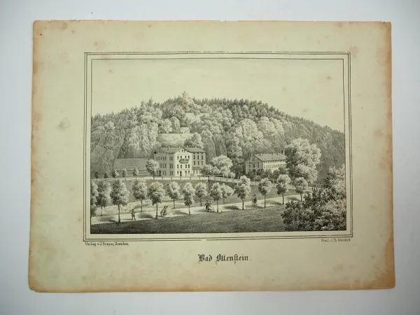 Lithographie Bad Ottenstein Schwarzenberg Sachsen ca. 1860 Breyer Görnert