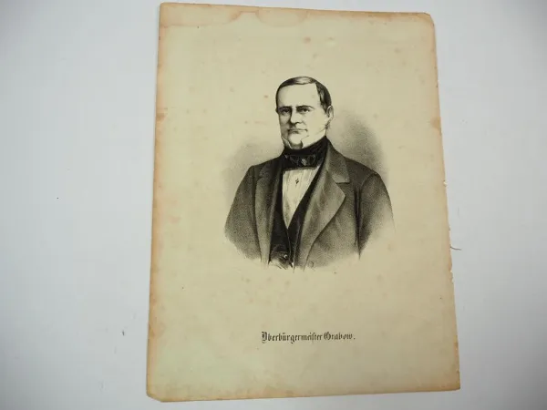 Lithographie Oberbürgermeister C. F. Grabow Prenzlau ca. 1860