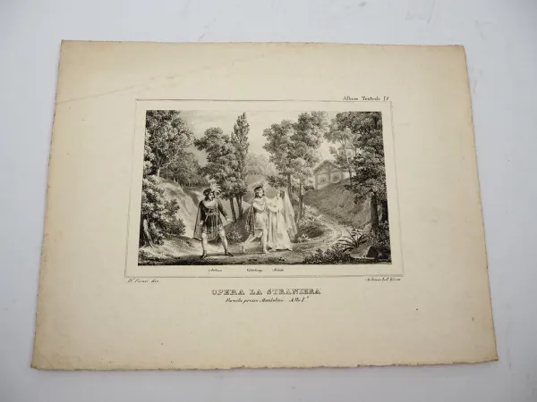 Lithographie Opera la Straniera ca. 1830 Album Teatrale 4 R. Focosi Milano Lit Elena