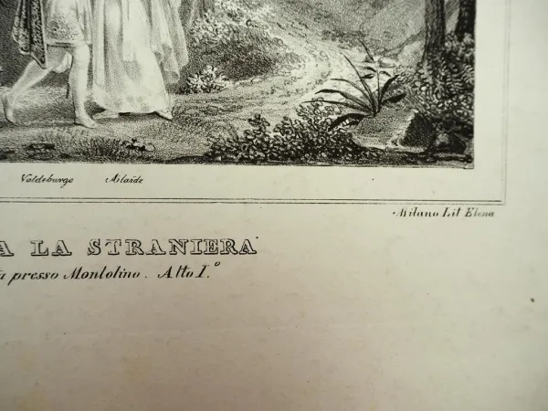 Lithographie Opera la Straniera ca. 1830 Album Teatrale 4 R. Focosi Milano Lit Elena