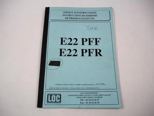 LOC E22 PFF PFR Elektro Hubwagen Ersatzteilliste Spare Parts List