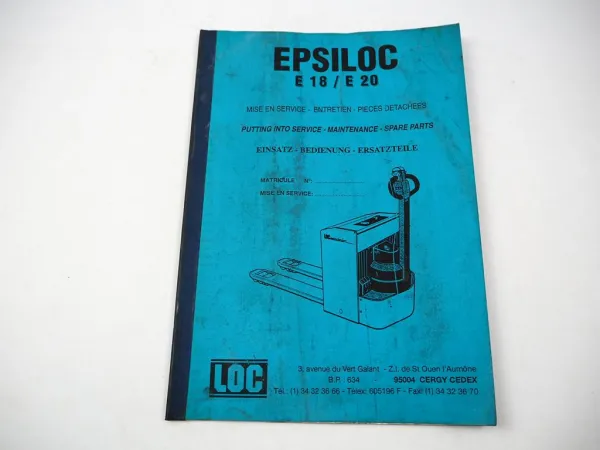 LOC Epsiloc E18 E20 Elektro Hubwagen Betriebsanleitung Ersatzteilliste