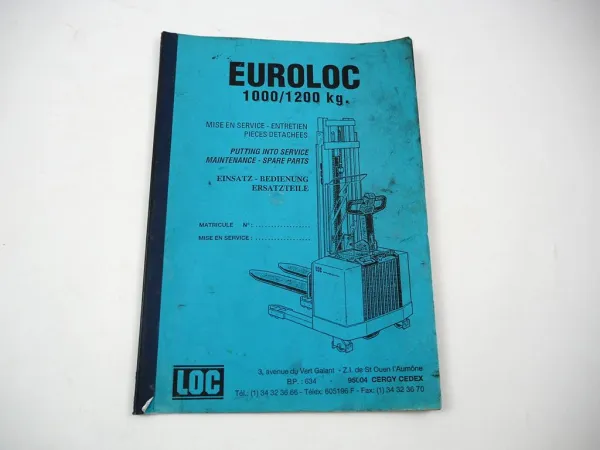 LOC Euroloc 1000 1200 Elektro Hubwagen Betriebsanleitung Ersatzteilliste 1993