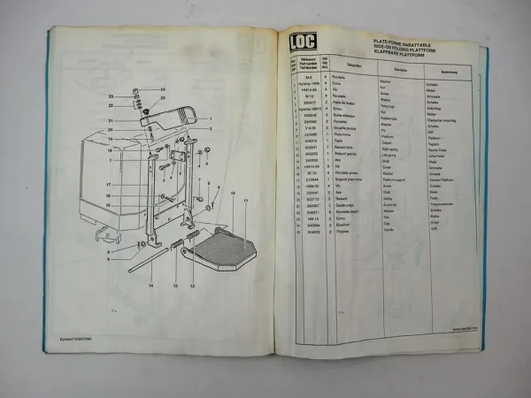 LOC Euroloc 1000 1200 Elektro Hubwagen Betriebsanleitung Ersatzteilliste 1994