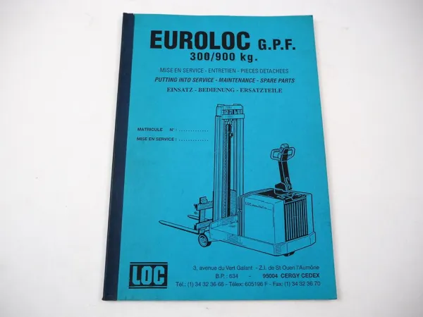 LOC Euroloc GFP Manuloc 300 900 Hubwagen Betriebsanleitung Ersatzteilliste 1994