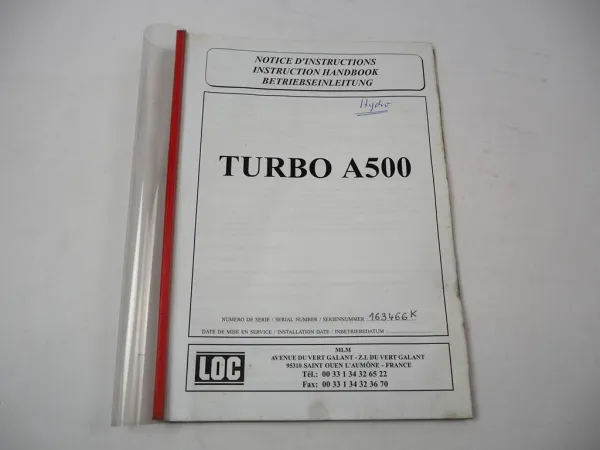LOC Turbo A500 Elektro Hubwagen Betriebsanleitung Ersatzteilliste Parts List