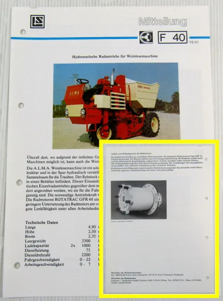 Lohmann + Stolterfoht Getriebe A.L.M.A. Weinlesemaschine Technische Mitteilung