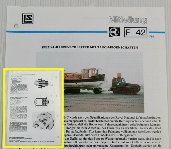 Lohmann Stolterfoht Getriebe Taulus MB-C Raupenschlepper Technische Mitteilung