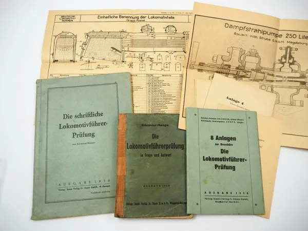 Lokomotivführer Prüfung Lokführer 2 Bücher & Anlagen 1950 von Erlemeier / Kempe
