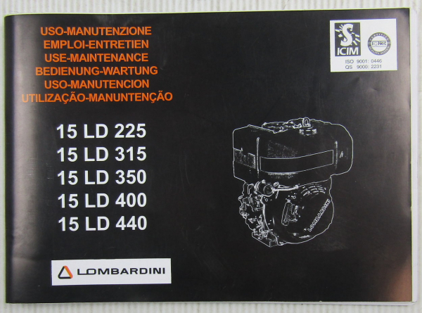 Lombardini 15LD 225 315 350 400 440 Bedienungsanleitung USO Manutenzione Manual
