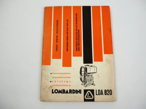 Lombardini LDA 820 Betriebsanleitung Ersatzteilliste Manual and Spare Parts List