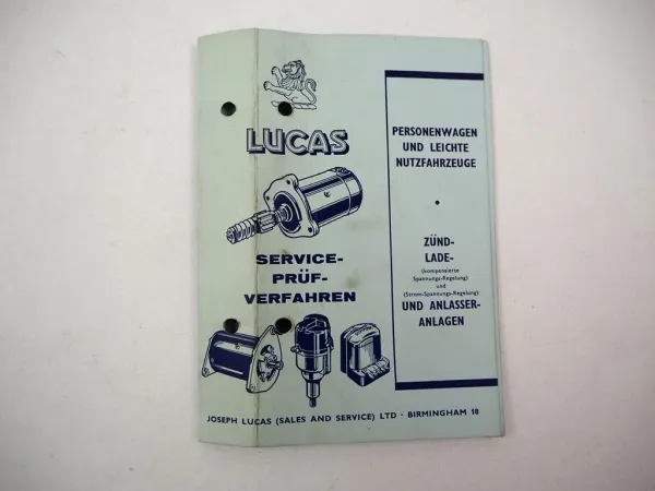 Lucas Service Wartung Prüfanleitungen Zündanlage Anlasser für PKW LKW 1964