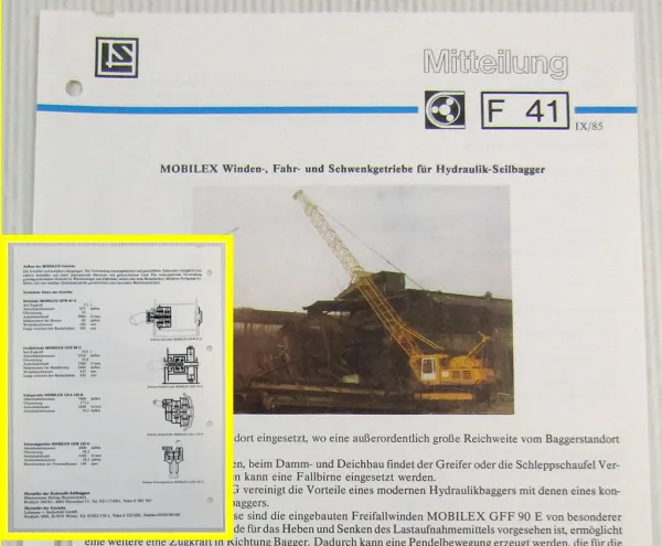 LuS Lohmann + Stolterfoht Getriebe für Demag H40G Bagger Technische Mitteilung