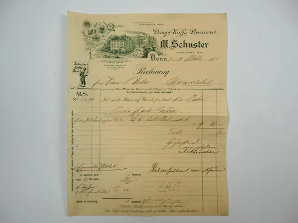 M. Schuster Dampf Kaffee Brennerei Bonn Rechnung 1903 Nr. 5679