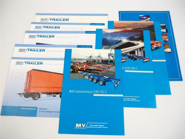 M&V Trailer Sattelauflieger Tieflader Containerchassis 9x Prospekt ca. 2006