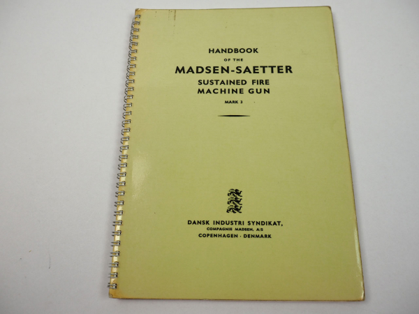 Madsen Saetter Sustained Fire Machine Gun Mark3 orig Handbook Dansk