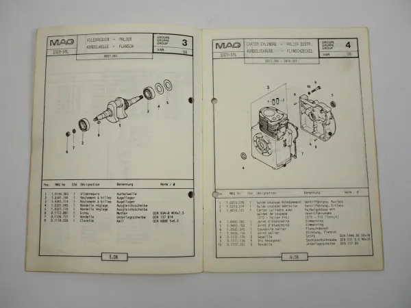 MAG 1029 SRL 79 Motor Engine Ersatzteilliste Liste de pieces de rechange
