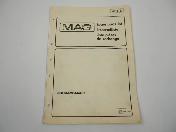 MAG GH280 I OE MAG2 Motor Engine Ersatzteilliste Spare Parts List 1991