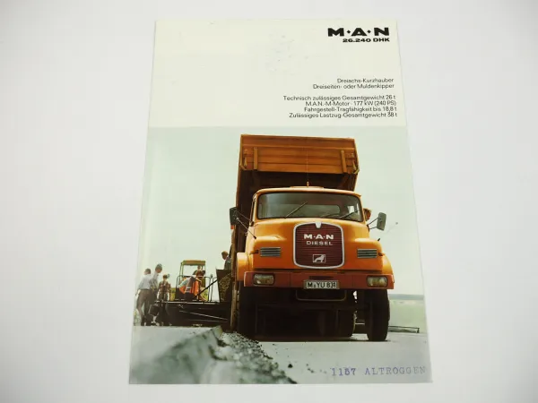 MAN 26.240DHK LKW Kipper mit D2566 Motor Prospekt 1970er Jahre