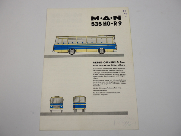 MAN 535 H0 R9 Omnibus Reisebus Motor D0836 135 PS Prospekt 1960/70er Jahre
