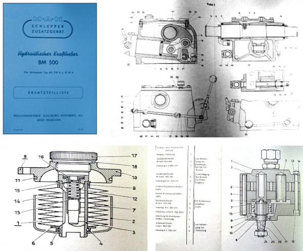 MAN AS718A B18A hydraulischer Kraftheber BM500 Ersatzteilliste