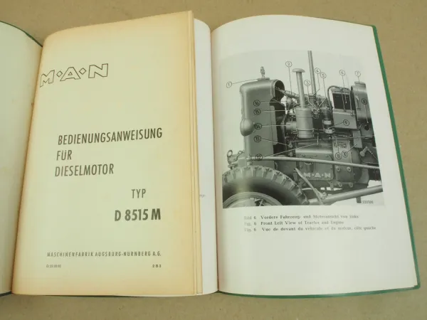 MAN B18A Schleppermotor D8515 M Betriebsanleitung Bedienungsanleitung