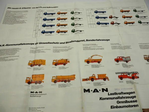 MAN LKW Kommunalfahrzeuge Omnibusse Einbaumotoren Prospekt Poster Plakat D110.52