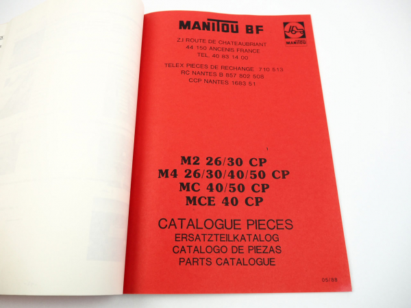 Manitou M2 M4 26 30 MCE 40 50 CP Stapler Betriebsanleitung Ersatzteilliste 1988