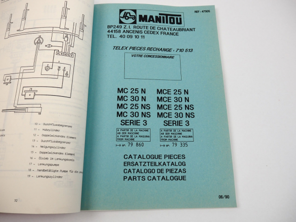 Manitou MC MCE 25 30 N NS Gabelstapler Betriebsanleitung Ersatzteilliste 1990