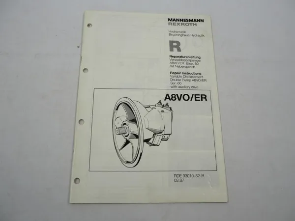 Mannesmann Rexroth A8VO/ER 60 Verstelldoppelpumpe Werkstatthandbuch 1987