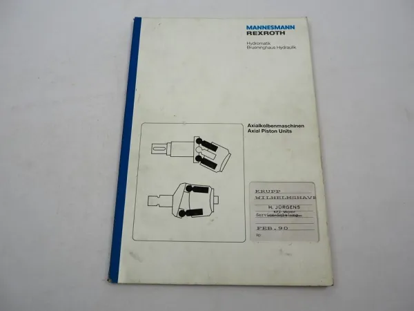 Mannesmann Rexroth Hydraulik Axialkolbenmaschinen Schulungshandbuch 02/1990