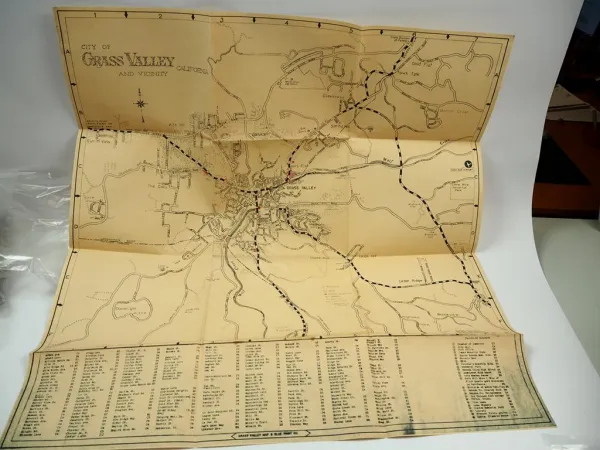 Map City of Grass Valley and Vicinity with Mines California USA 1961 Geology