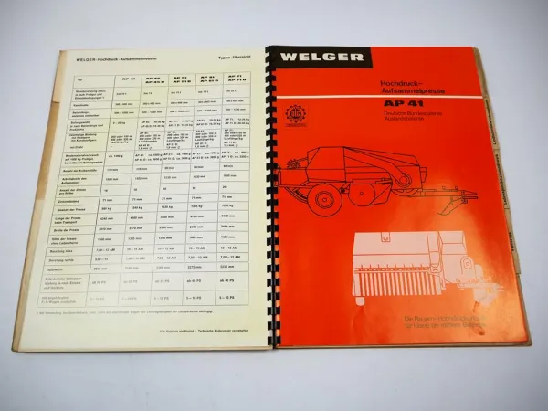 Mappe mit 15x Prospekt Welger Presse Ladewagen Mähwerk Verkaufsprogramm 1972
