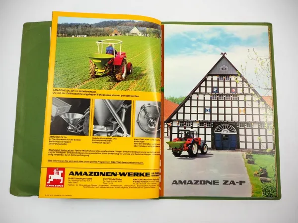 Mappe mit 44x Prospekt Amazone Anbaugeräte für Schlepper Unimog 1980er Jahre