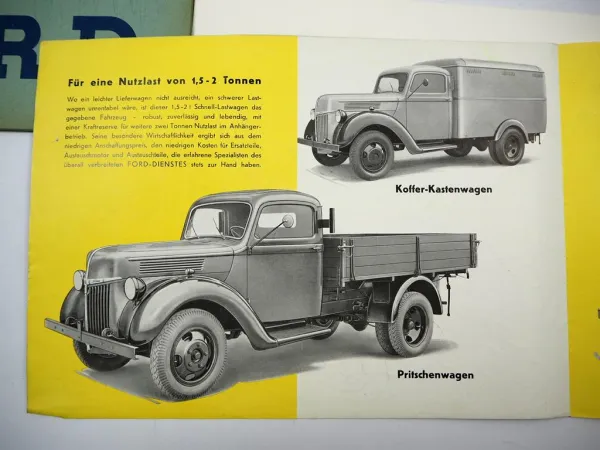 Mappe mit 6x Prospekt Ford LKW Rhein Ruhr FK4000 1,5 bis 2t Schnell Lastwagen