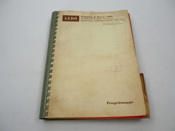 Mappe mit Prospekten Preislisten Landtechnik 1970er Jahre Fella Fristein Hardi